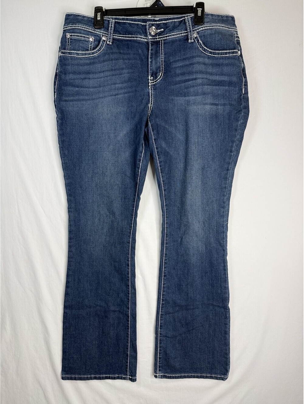 APT.9 Women's Bootcut Jeans Dark Wash Contrast Stitch Rhinestone Y2K Western